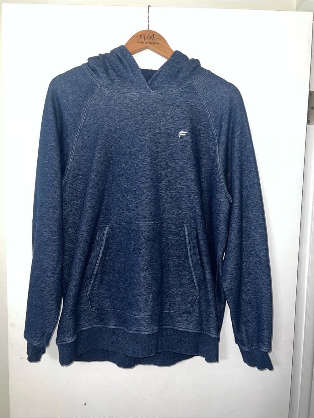Fabletics Men's Heathered Navy Hooded Pullover Sweatshirt